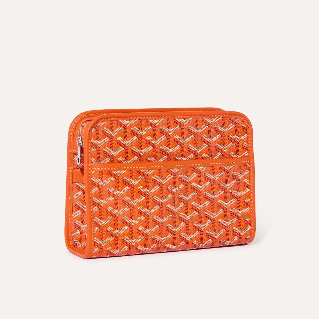 GOYARD Jouvence Men's and Women's Old Flower Full Print Zipper Closure Canvas Patchwork Leather Wash Bag Clutch Bags #75739