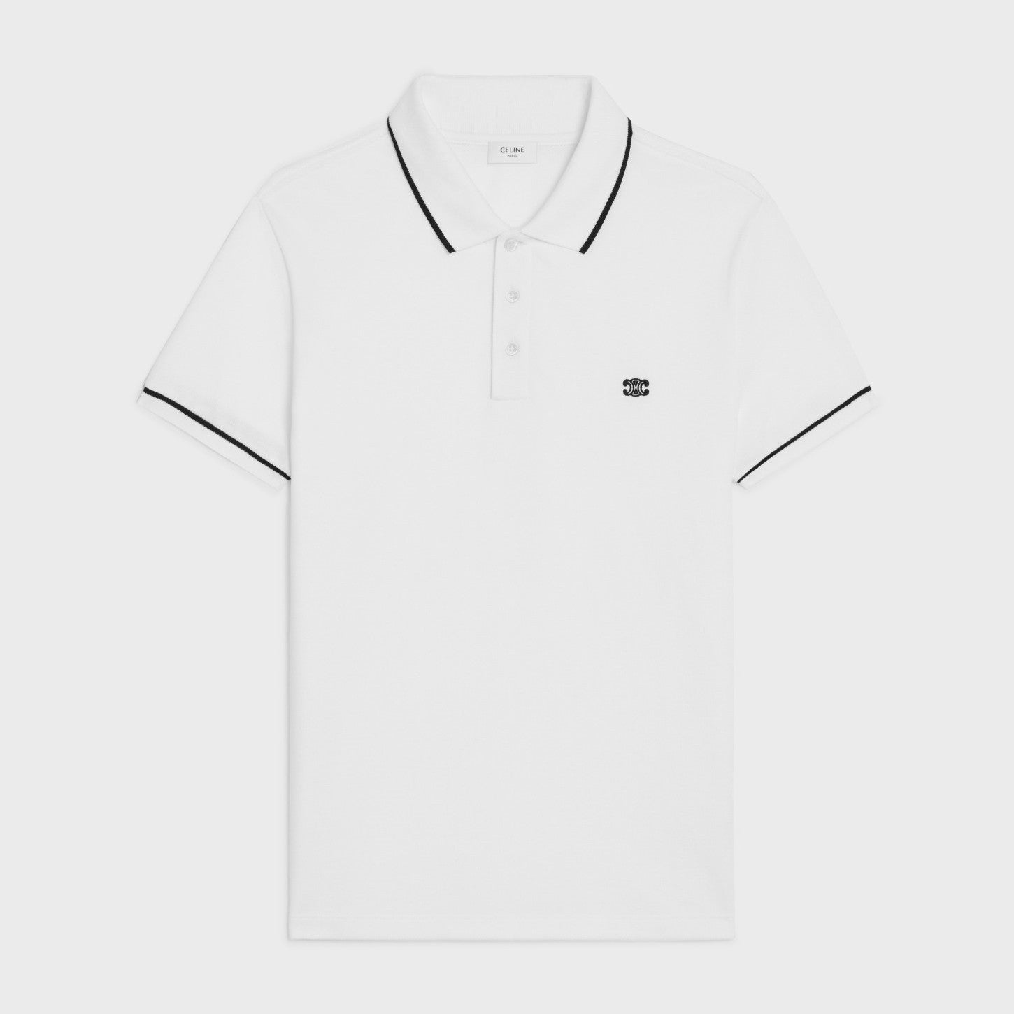 Celine Men's Summer Embroidered Logo Solid Color Short Sleeve Polo Shirt T-Shirt #72561