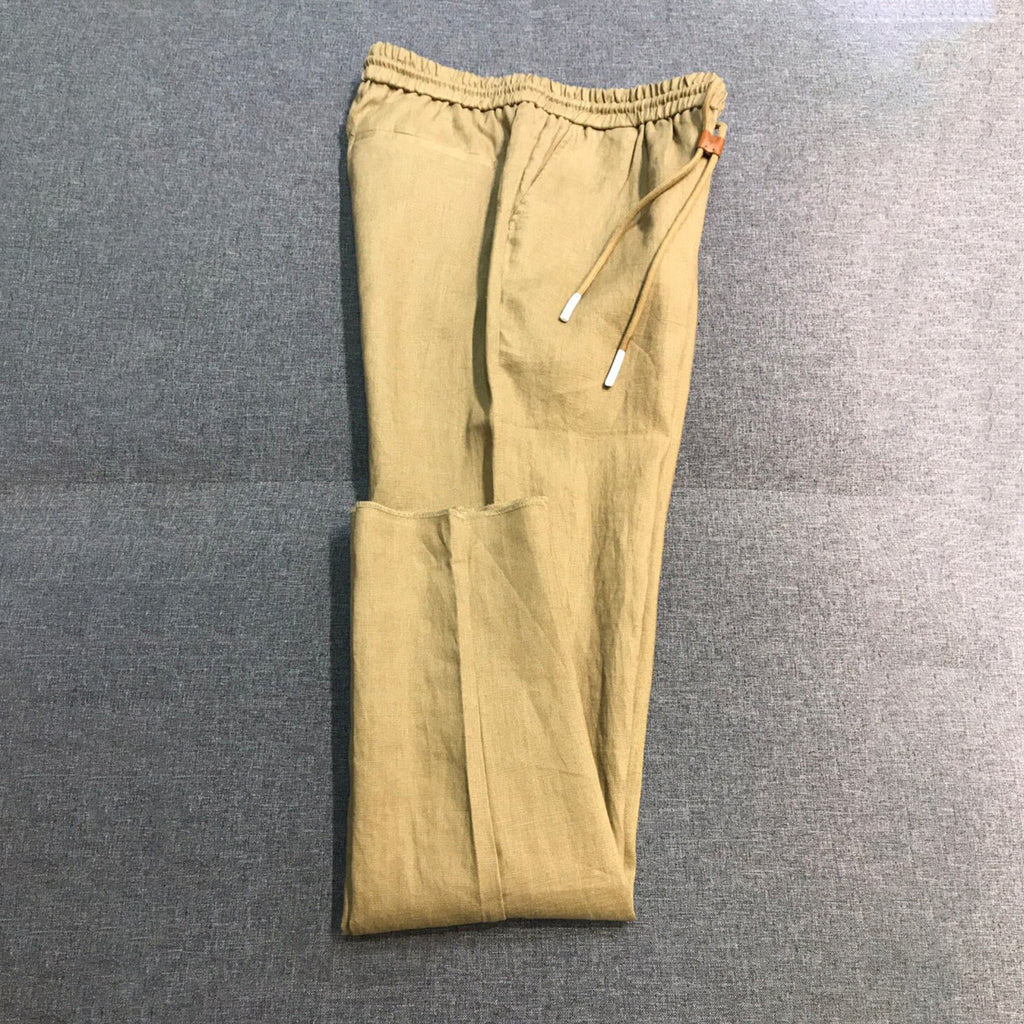 Loro Piana Men's Spring And Summer Solid Colour Drawstring Fashion Pants Loose Straight Comfortable Cotton Thin Suit Trousers Ngvp #1472