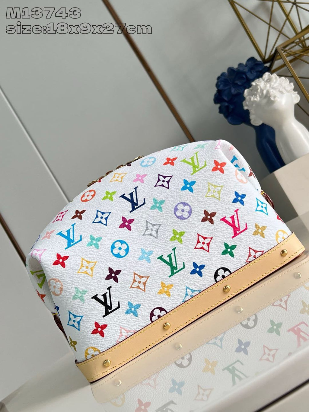 Louis Vuitton LV x TM Women's Colorful Logo Printed Zipper Closure Coated Canvas Leather Trimmed Toiletries Cosmetic Bag Bags #75162