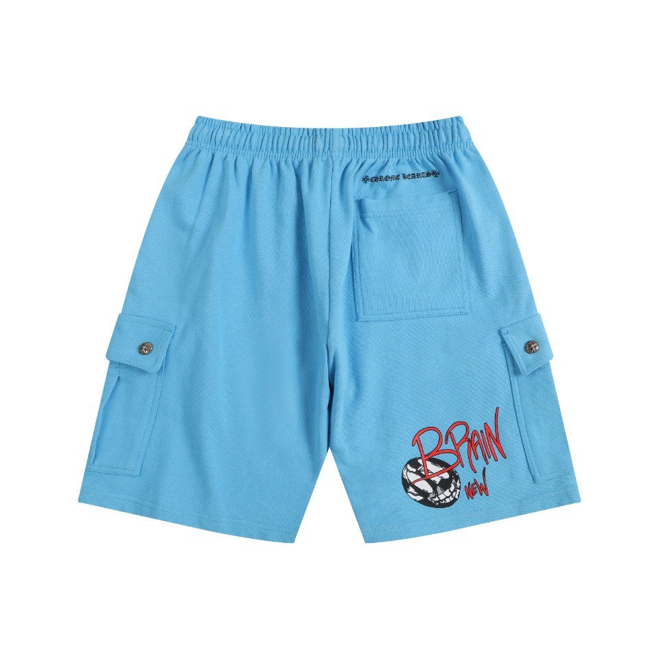 Chrome Hearts Men's Summer Graffiti Monogram Printed Mid Rise Straight Leg Casual Tie Shorts #75587
