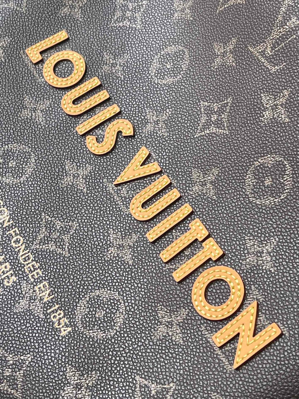 Louis Vuitton Men's Brown Classic Vintage Adjustable Shoulder Strap Embroidered Letter Print Tote Bag - Premium Coated Canvas Leather Bag #75711