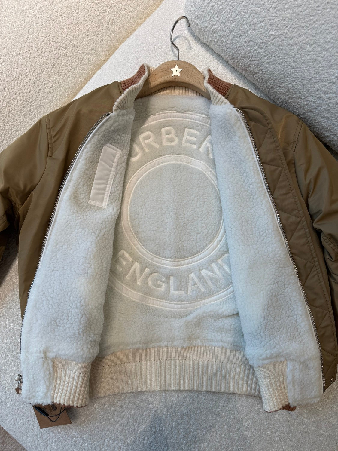 Burberry Men's Winter Fashion Casual Baseball Collar Zipper Shearling Reversible Jacket #78835