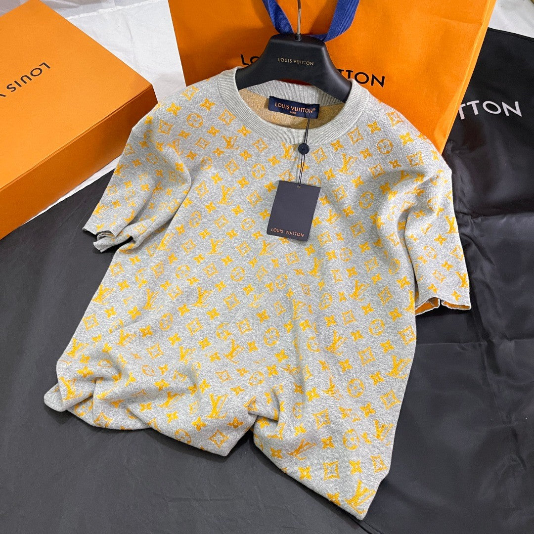 Louis Vuitton Men's Summer Solid Color Letter Print Round Neck Short Sleeve T-Shirt #77233