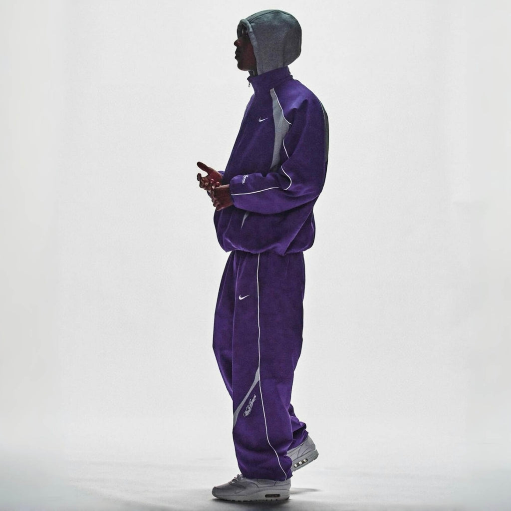 Supreme x Nike Men's Fashionable Cuff Embroidery Zipper Fitted Long-Sleeved Solid Color Sports Jacket Casual Striped Elastic Loose Sports Pants #81521
