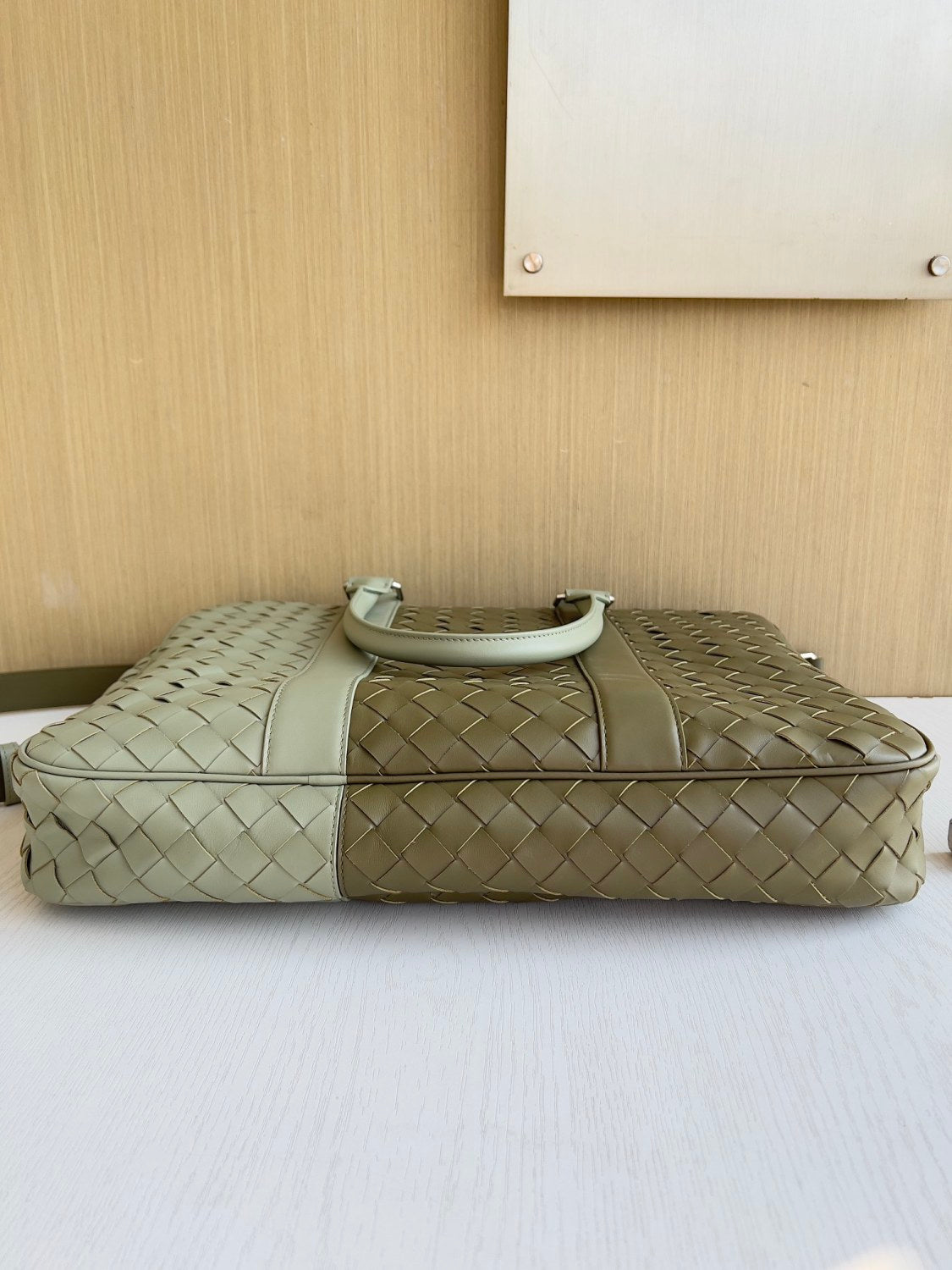 Bottega Veneta Intrecciato Men's Two Tone Adjustable Detachable Shoulder Strap Woven Calfskin Briefcase Handbag Bag Bags #77474