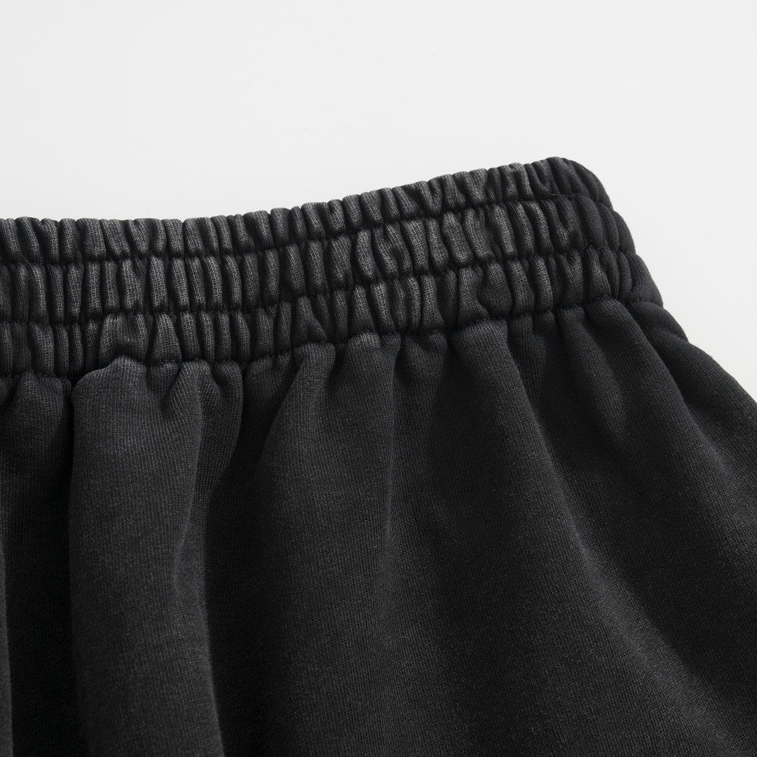 Balenciaga Men's Summer Flame Letter Black Stretch Mid Waist Cotton Shorts Pants #99535