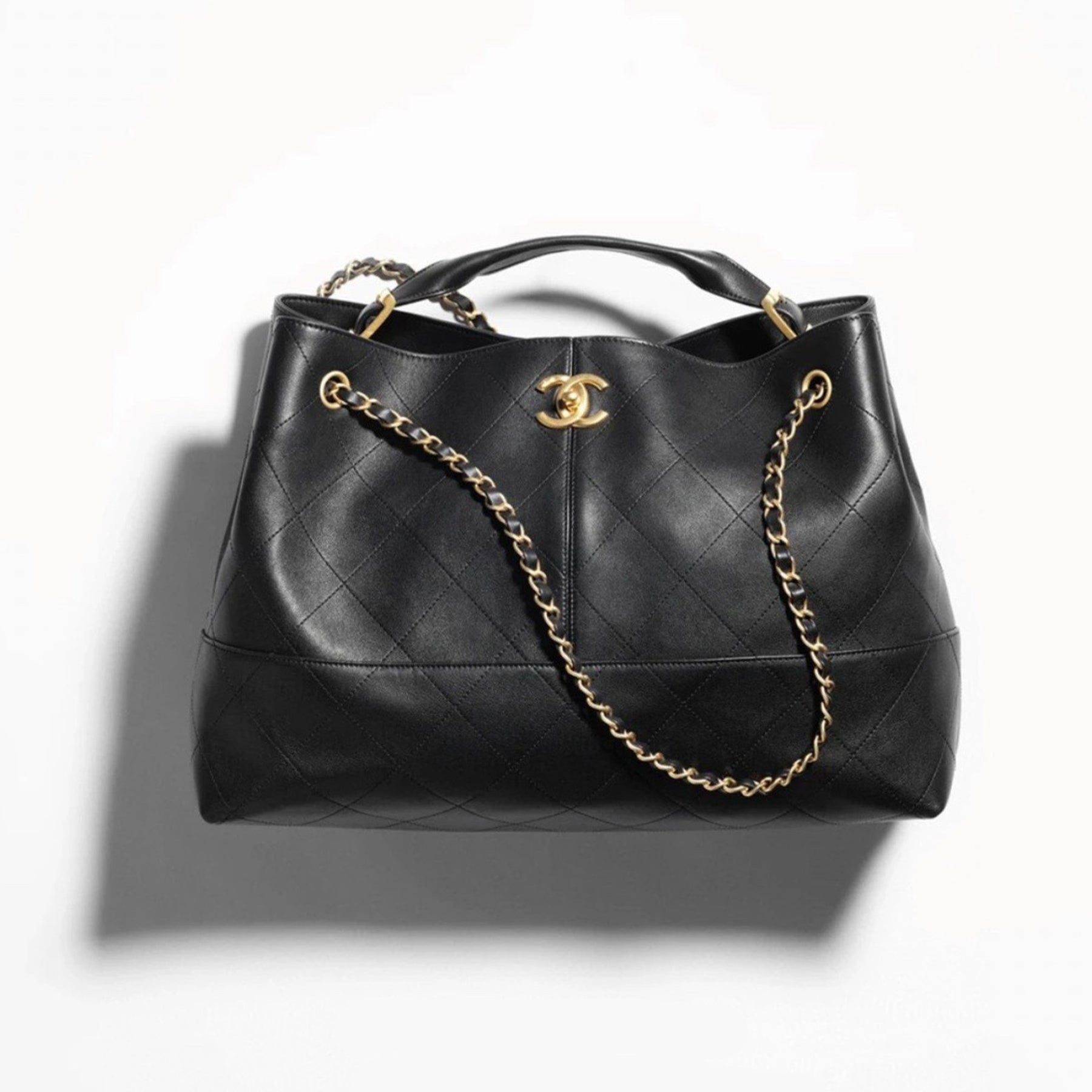 Chanel 25a Hobo Full-leather Black & Gold Horizontal Tote Bag Stylish Luxury Shimmering Shoulder Bag Handheld Large Capacity Bags  #82167A