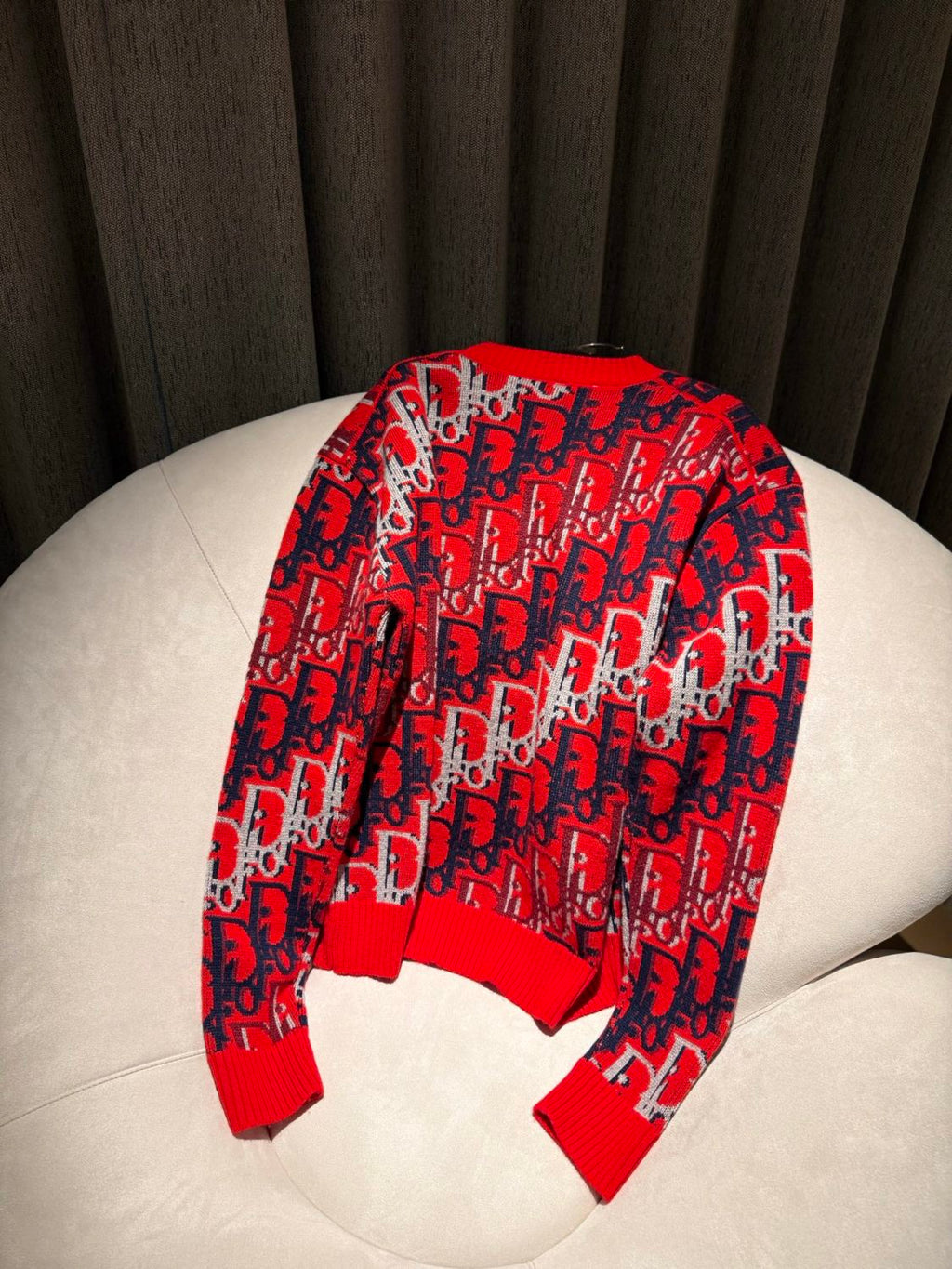 DIOR Dior Oblique Sweater Red Wool Jacquard #375646