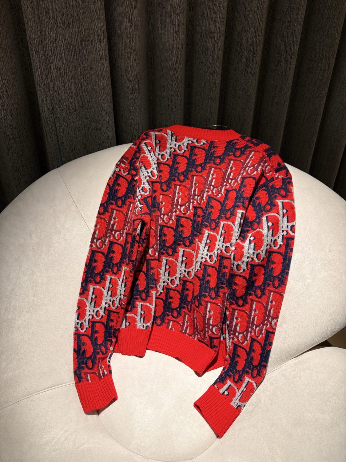 DIOR Dior Oblique Sweater Red Wool Jacquard #375646