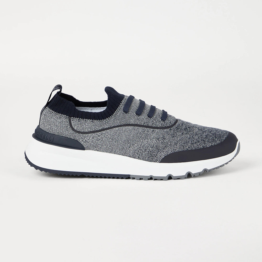 Brunello Cucinelli Men's Four-Season Techno Cotton Knit Runners With Heat-Bonded Details Solid-Color Low-Top Thick-Sole Sneakers Casual Shoes Ngvp #2712