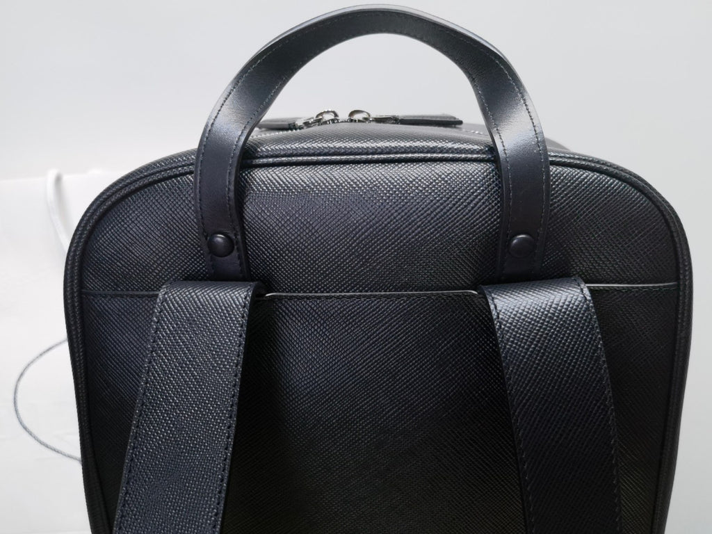 Prada Saffiano Classic Minimalist Business Backpack Printed Triangle Badge Adjustable Leather Shoulder Straps Two Way Zipper Closure Backpack  Bag Bags 2VZ102_9Z2_F0002_V_DOO #79175
