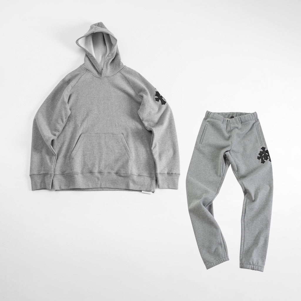 Chrome Hearts Hooded Sweatshirt Pullover Sweatpants Set Suit Grey #96679