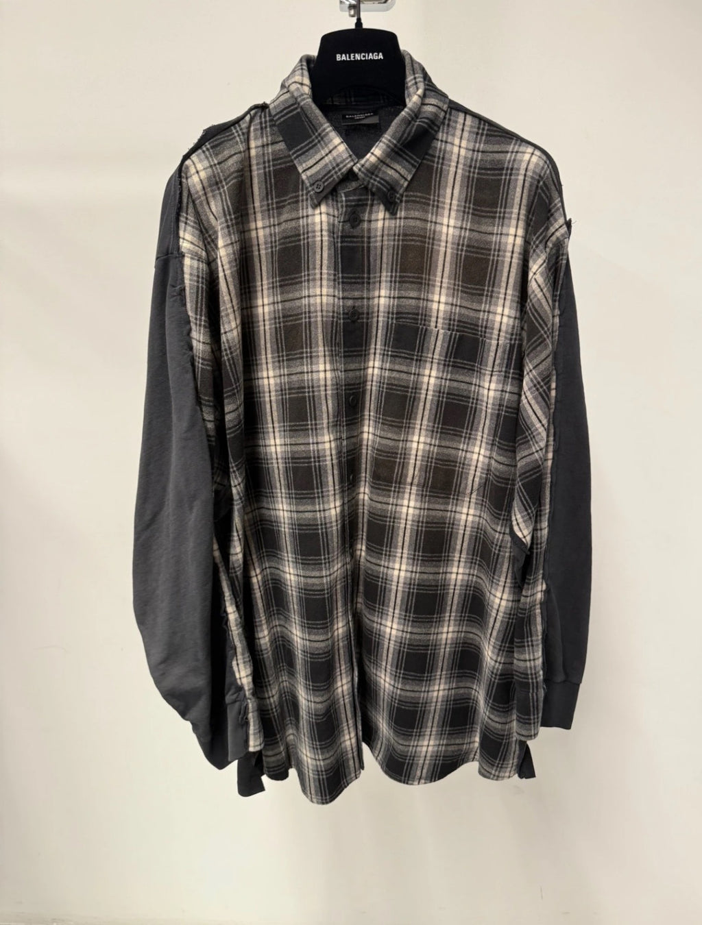 Balenciaga Men's Hybrid Overshirt in Blackgrey #333811