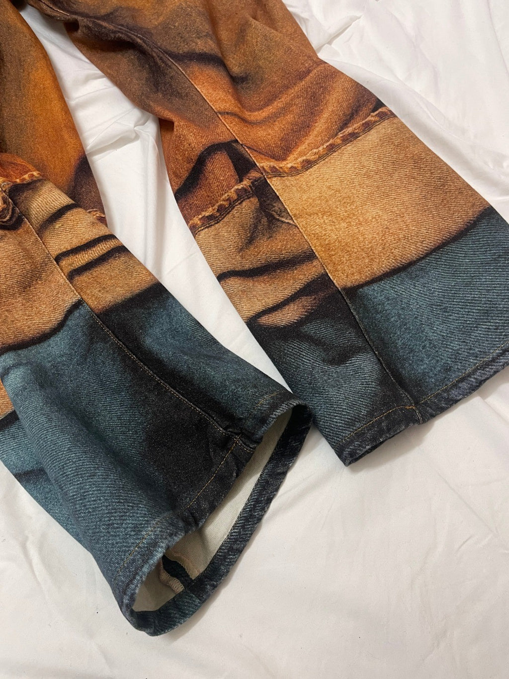 Ngvp Men's Four Seasons 3D Printed Low Rise Solid Color Loose Jeans Autonomous Label-Free Casual Pants #9923