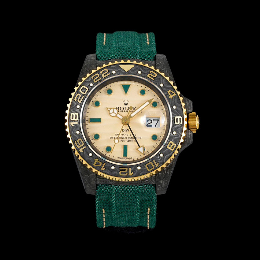 DIW Rolex GMT-Master ll V3 Men's Colour Block Automatic Cotton and Linen Strap Mechanical Watch #76778
