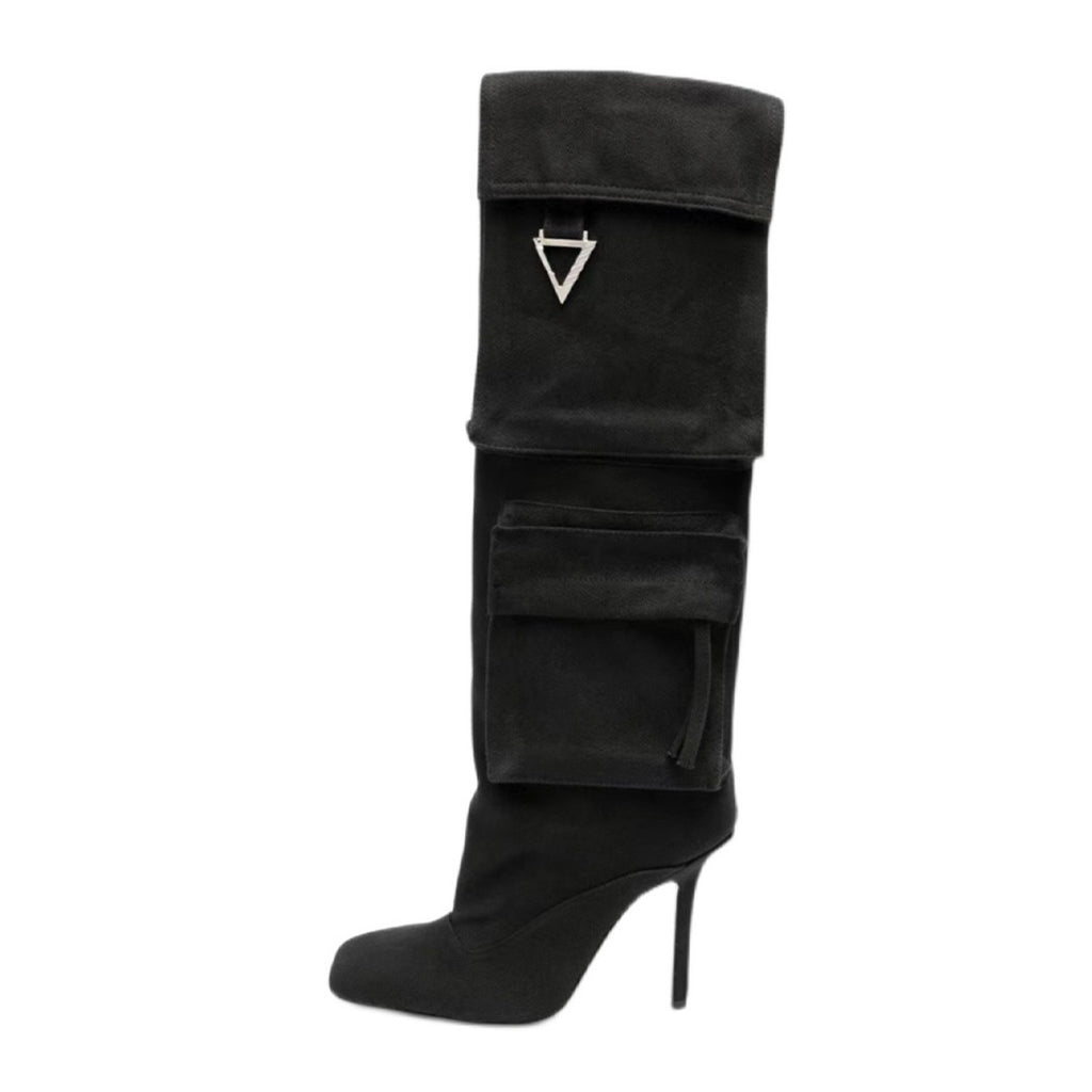 The Attico Women's Denim Pocket Boots Fall/Winter Solid-Color High-Heel Knee-High Boots Casual Shoes #81719