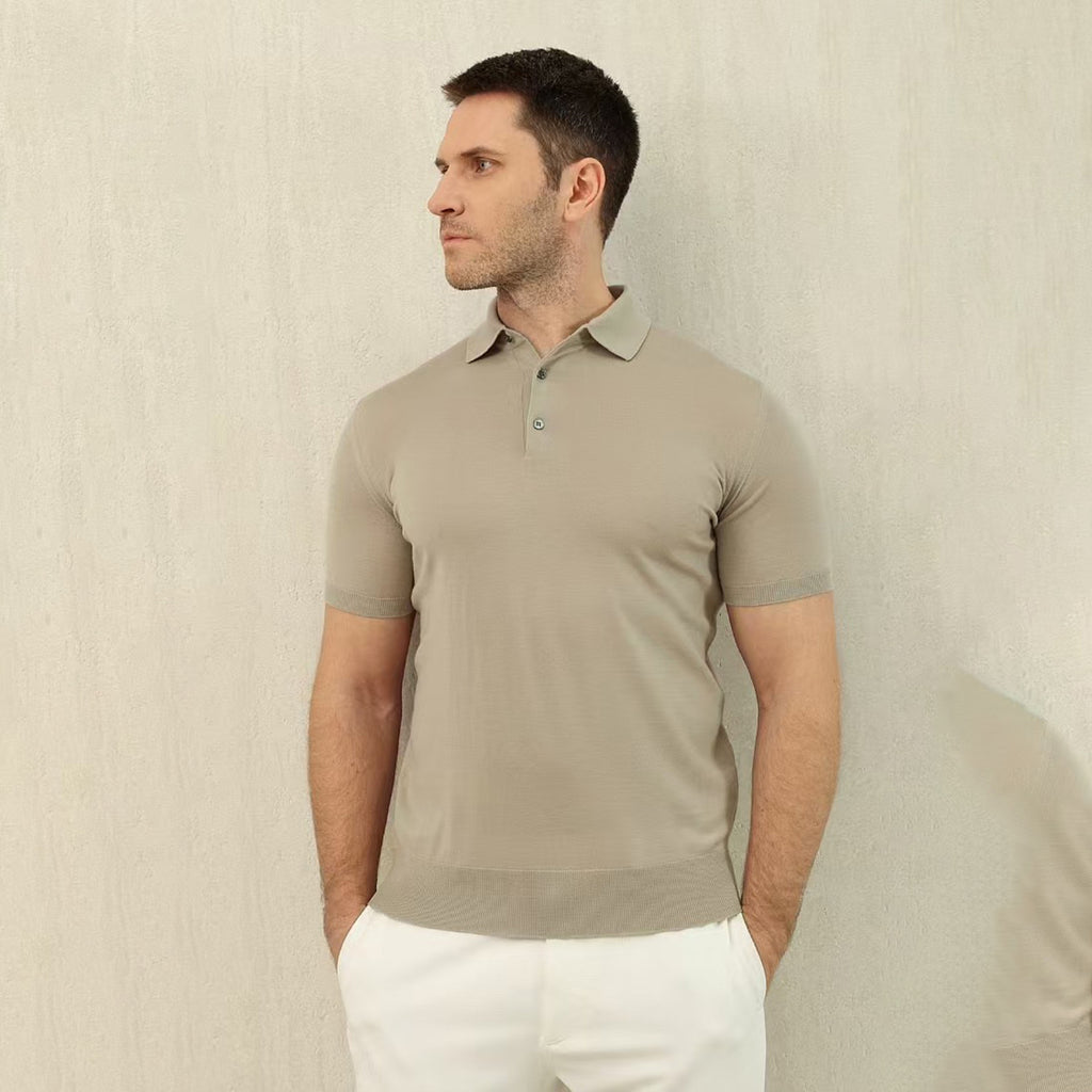 Loro Piana King's Gift® Men's Polo Shirt Spring Summer Fashion Casual Button Short Sleeve Top Knitted T-shirt Lapel Men's Clothes Ngvp #9957
