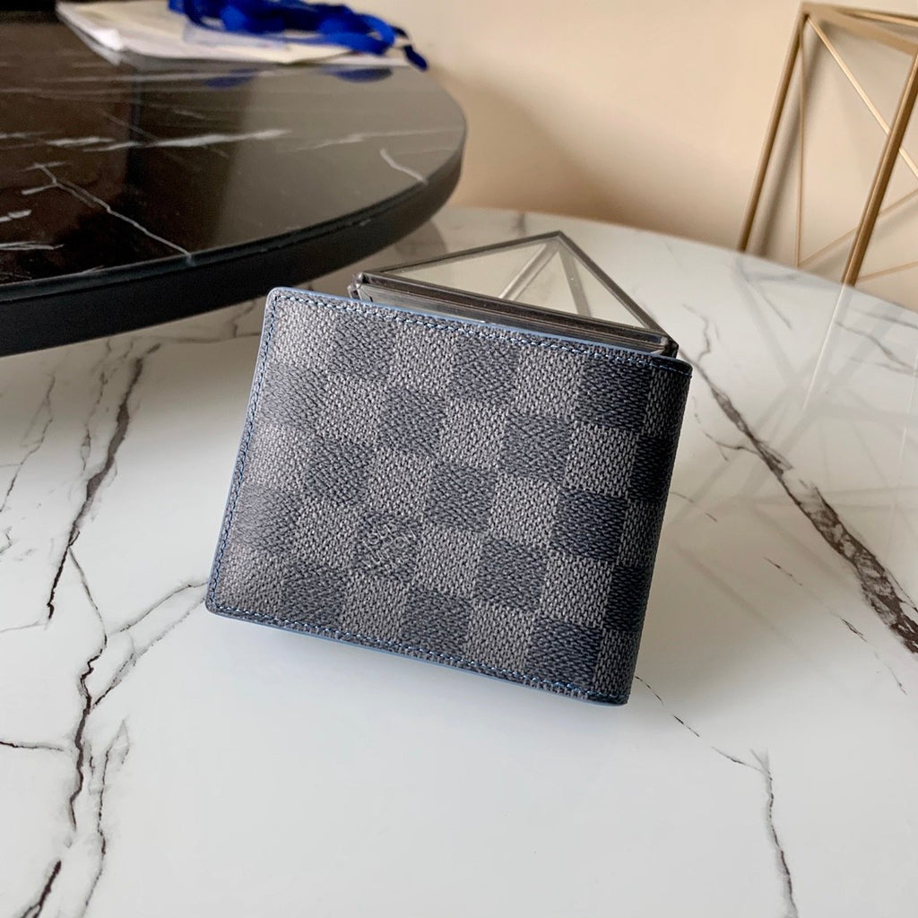 Louis Vuitton Slender Men's Black Checkerboard Printed Canvas Cowhide Card Case Wallet Bag #75932