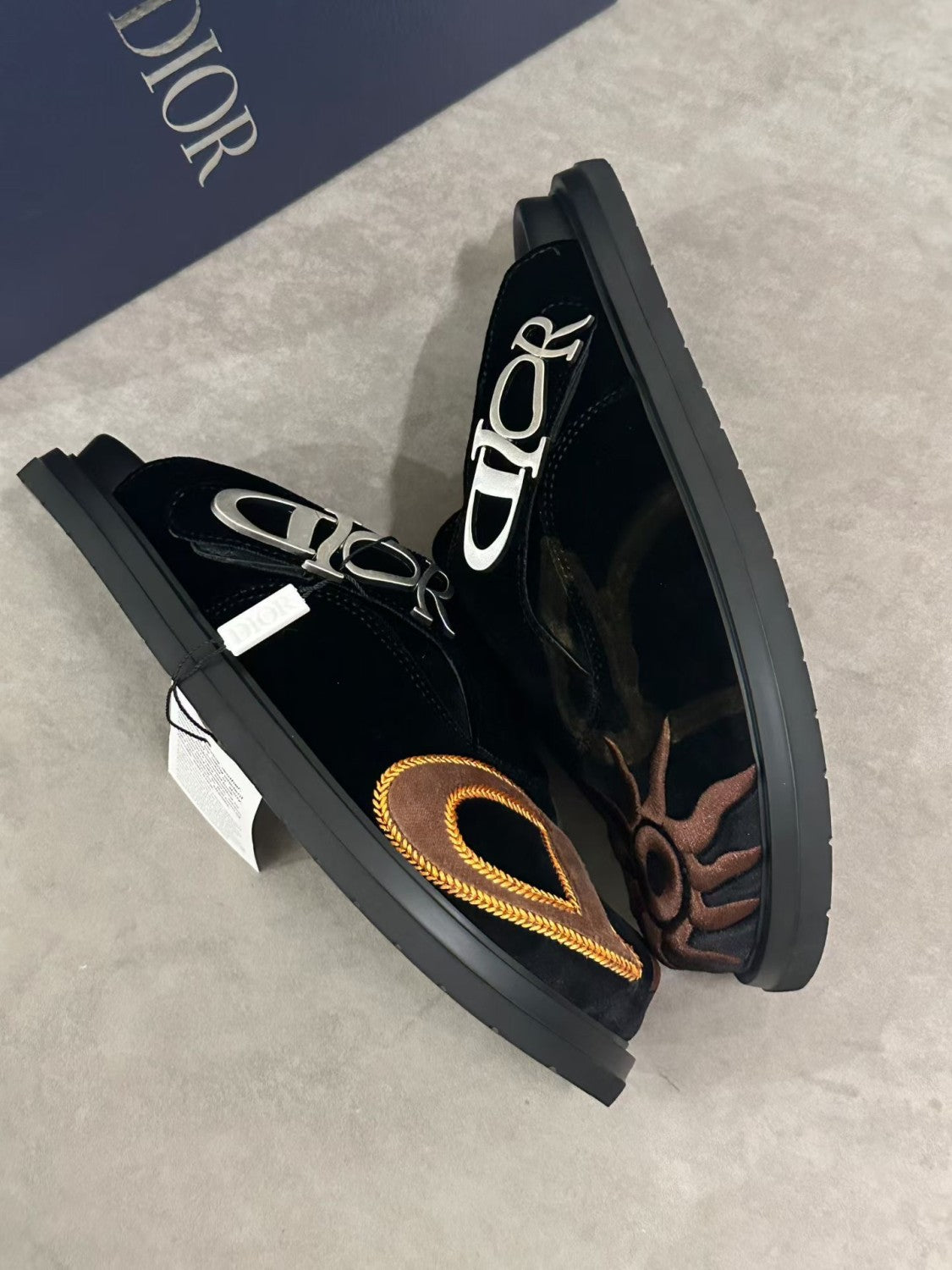 Dior Aqua Lewis Hamilton Velvet Round Toe Mules Slippers #385782