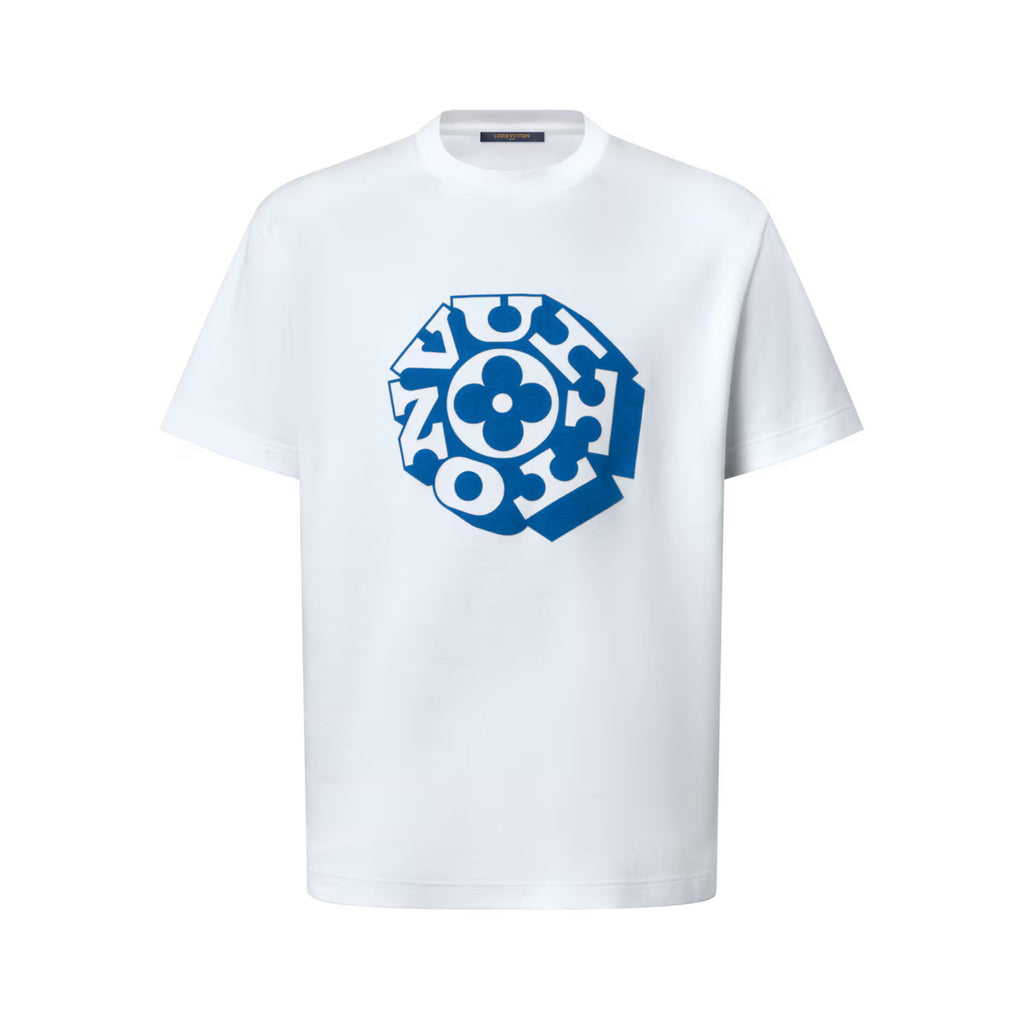 Louis Vuitton Men's And Women's Summer Solid Color Logo Pattern Printed Round Neck Cotton Short Sleeved T-shirt #77812