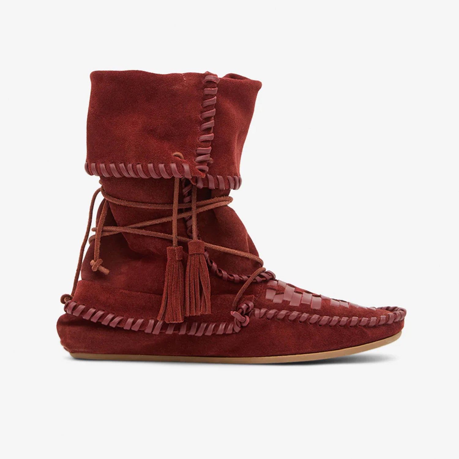 Isabel Marant Winki Boots In Braided And Suede Leather Women's Autumn and Winter Solid Colour Fashion Fringe Cow Suede Fashion Woven Vintage Boots Heel Height 2cm Shoes Ngvp #1634