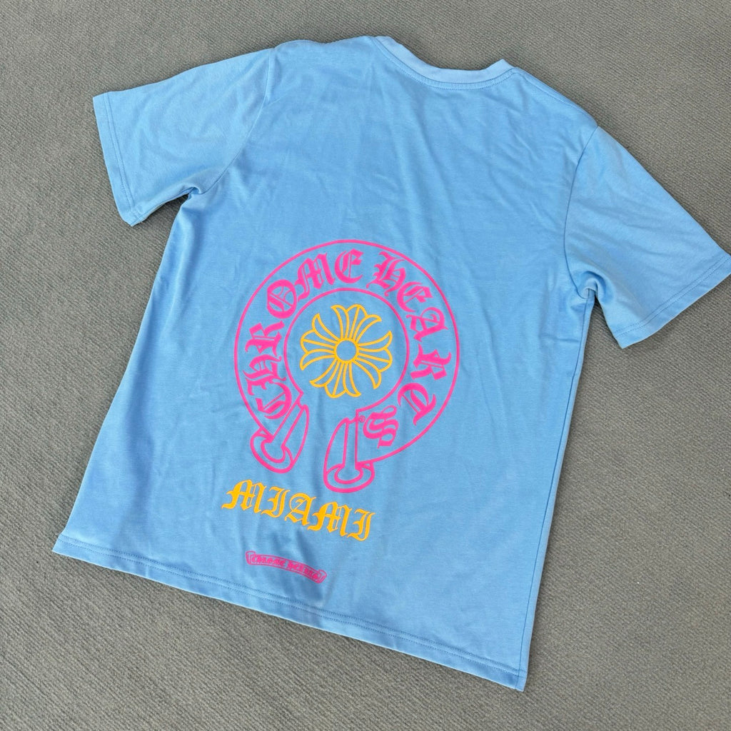 Chrome Hearts Men's Summer Solid Color Printed Round Neck Cotton Short Sleeve T-Shirt #75818