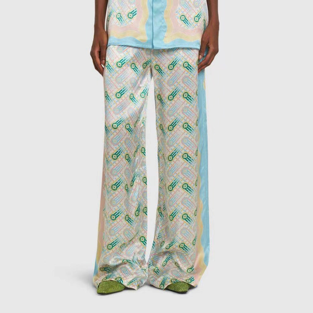 Casablanca Men's Summer Thin Versatile Printed Pants American High Street Loose Straight Casual Wide Leg Trousers #71785