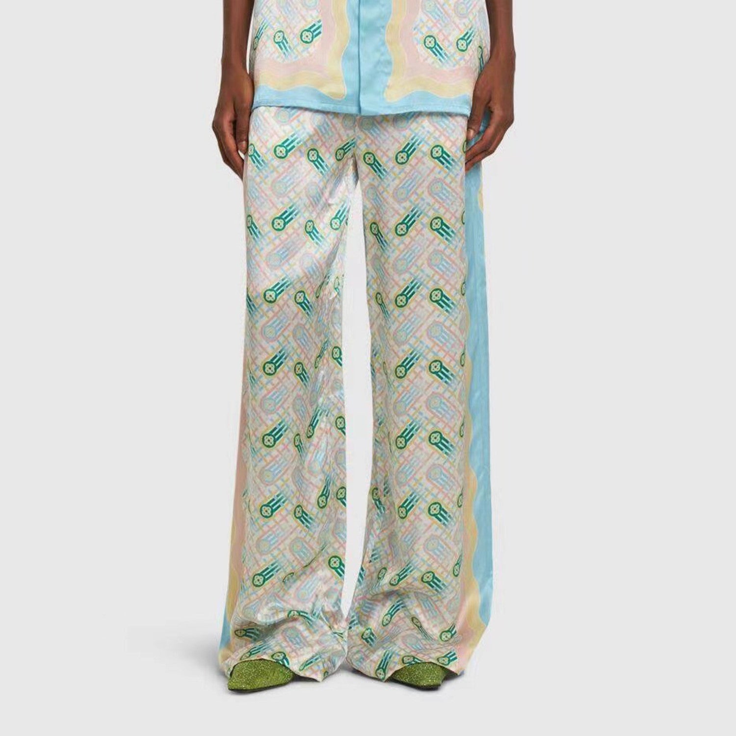 Casablanca Men's Summer Thin Versatile Printed Pants American High Street Loose Straight Casual Wide Leg Trousers #71785