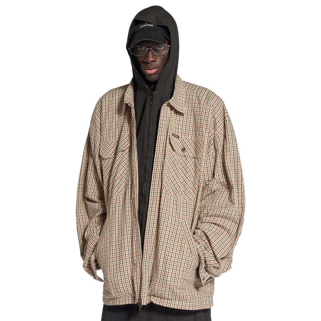 Balenciaga Men's And Women's  Fall/winter Fashion Casual Collared Zipper Plaid Shirt Style Oversized Jacket #79556