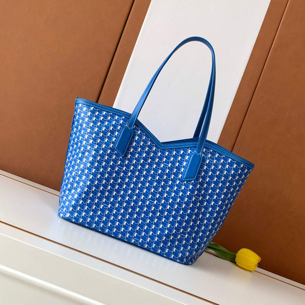 Moynat M Canvas Women's Classic Blue Canvas Tote Bag with Hook Closure Handheld and Shoulder Bag Bags #78698