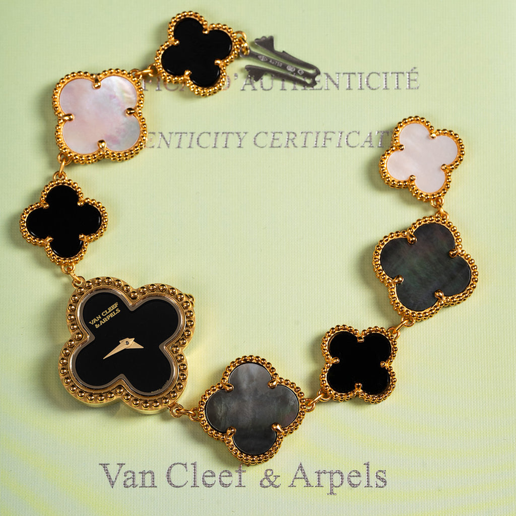 Van Cleef&Arpels Alhambra Watch Small Model Color Silver Gold Rose Gold Lucky Clover Quartz Movement Onyx Shell Watch Accessories #81415