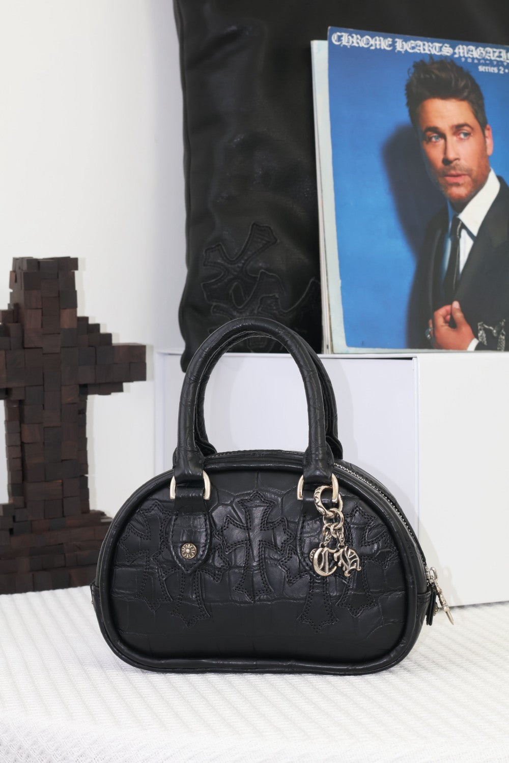 Chrome Hearts Cowhide Leather S925 sterling silver hardware accessories bag sword jacquard lining Bags #82507A