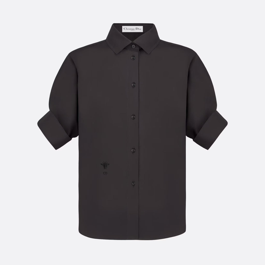 Dior Blouse With Puff Sleeves Women's Embroidered Logo Short Sleeve Shirt #96261