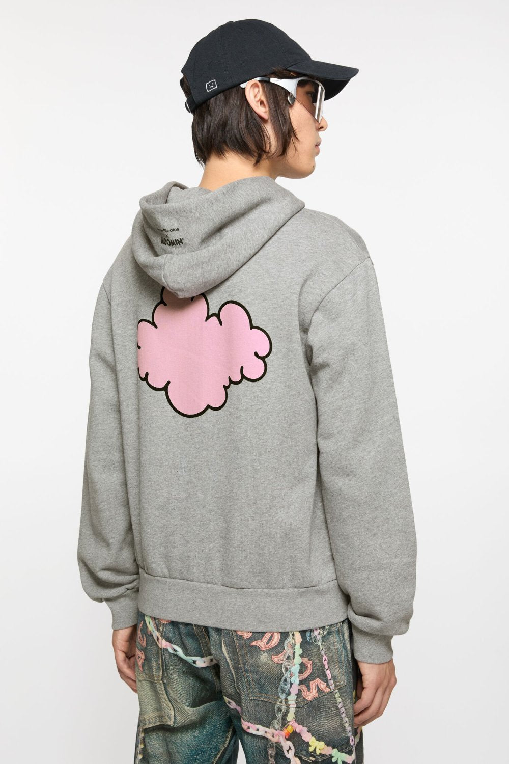 Acne Studios X Moomin Artist Tove Jansson Cartoon Print Fashion Trend Gray Hooded Zipper Sweatshirt  Fall Winter Ngvp #2653