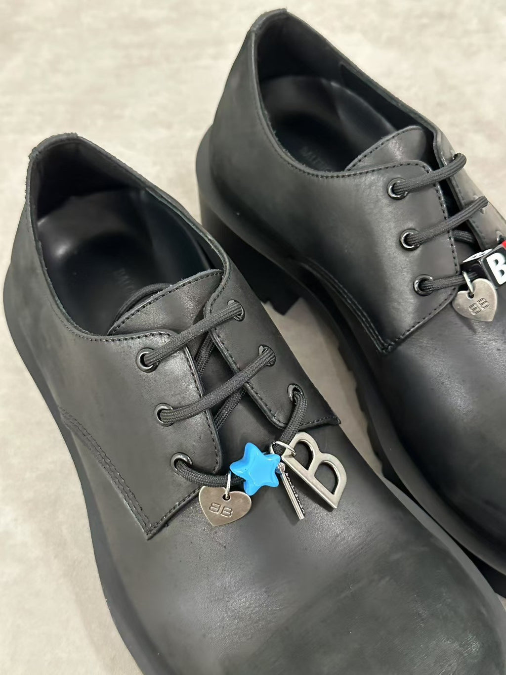 Balenciaga Men's Hummer Derbie In Black Lace-up Large-head Pendant Leather Shoes Fashionable And Trendy Casual Thick-soled Shoes Ngvp #2245