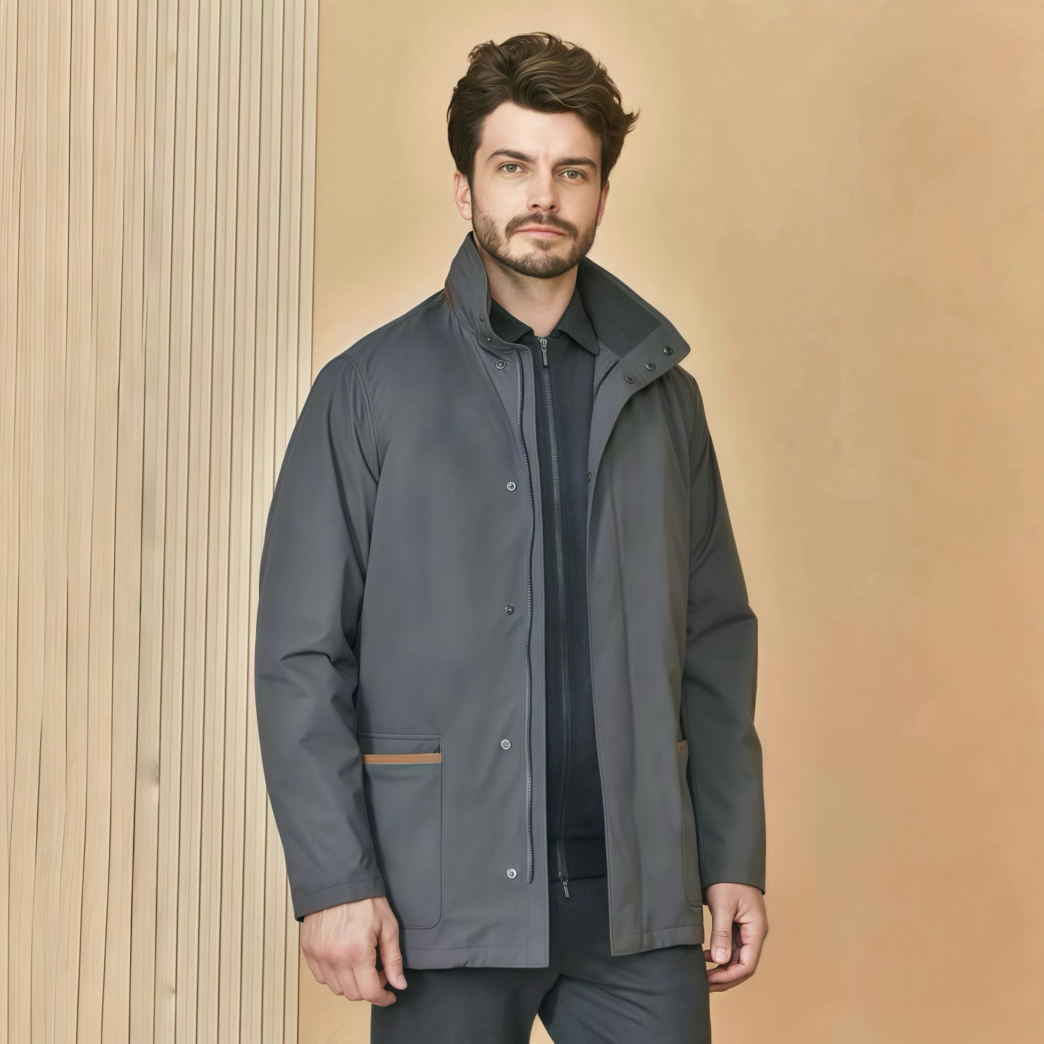 Loro Piana Men's Autumn/winter Solid Color Casual Zipper Jacket Fashionable Casual Pocket Stand-up Collar Long Sleeve Elegant Jacket Ngvp #2193