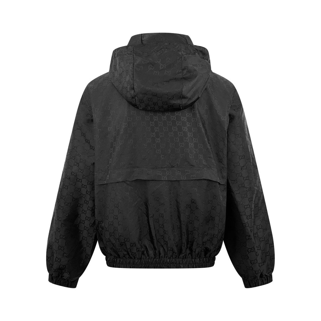 Gucci Men's Spring/Fall Fashion Casual All Over Print Double G Jacquard Tech Cotton-Blend Hooded Zipper Long Sleeve Jacket #78929