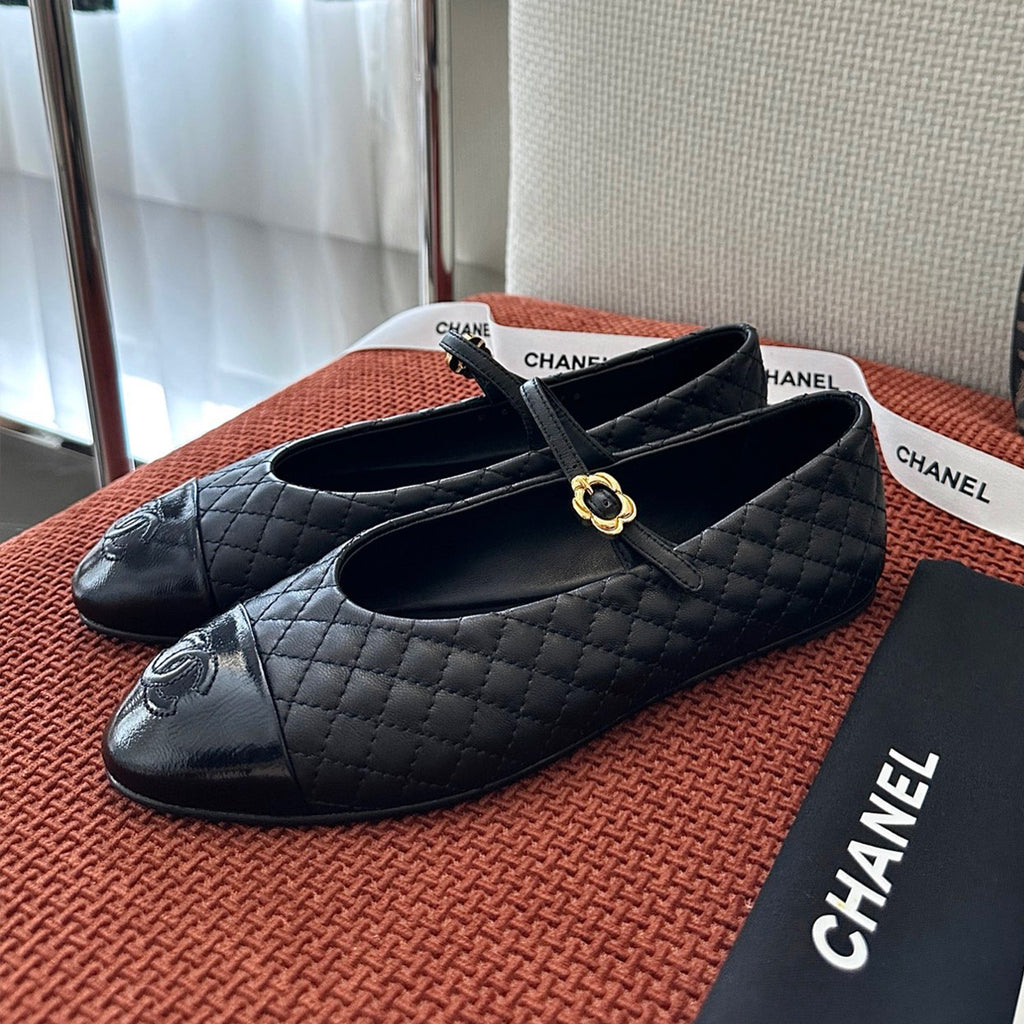 Women's Double C Embroidered Checkered Flat Mary Jane Shoes Four Seasons Round Toe Leather Casual Sandals Shoes #81475