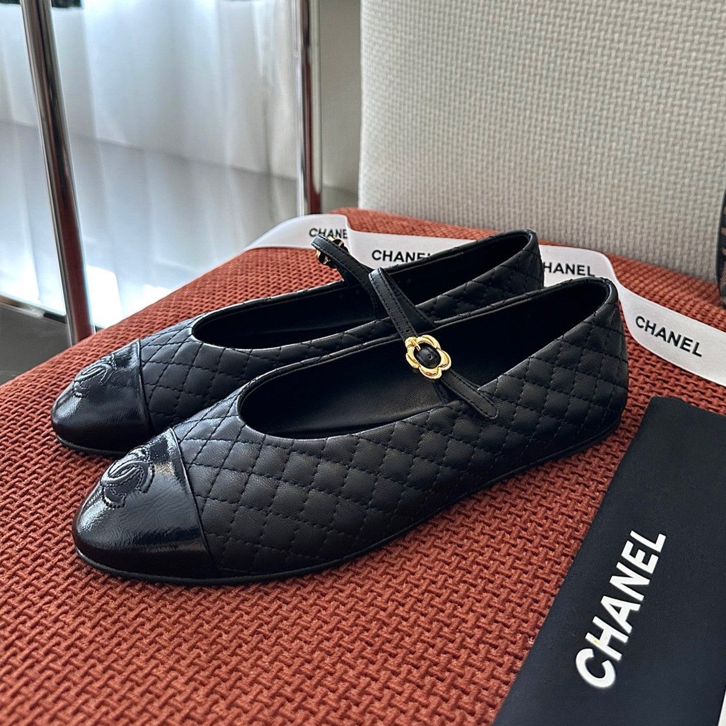 Women's Double C Embroidered Checkered Flat Mary Jane Shoes Four Seasons Round Toe Leather Casual Sandals Shoes #81475