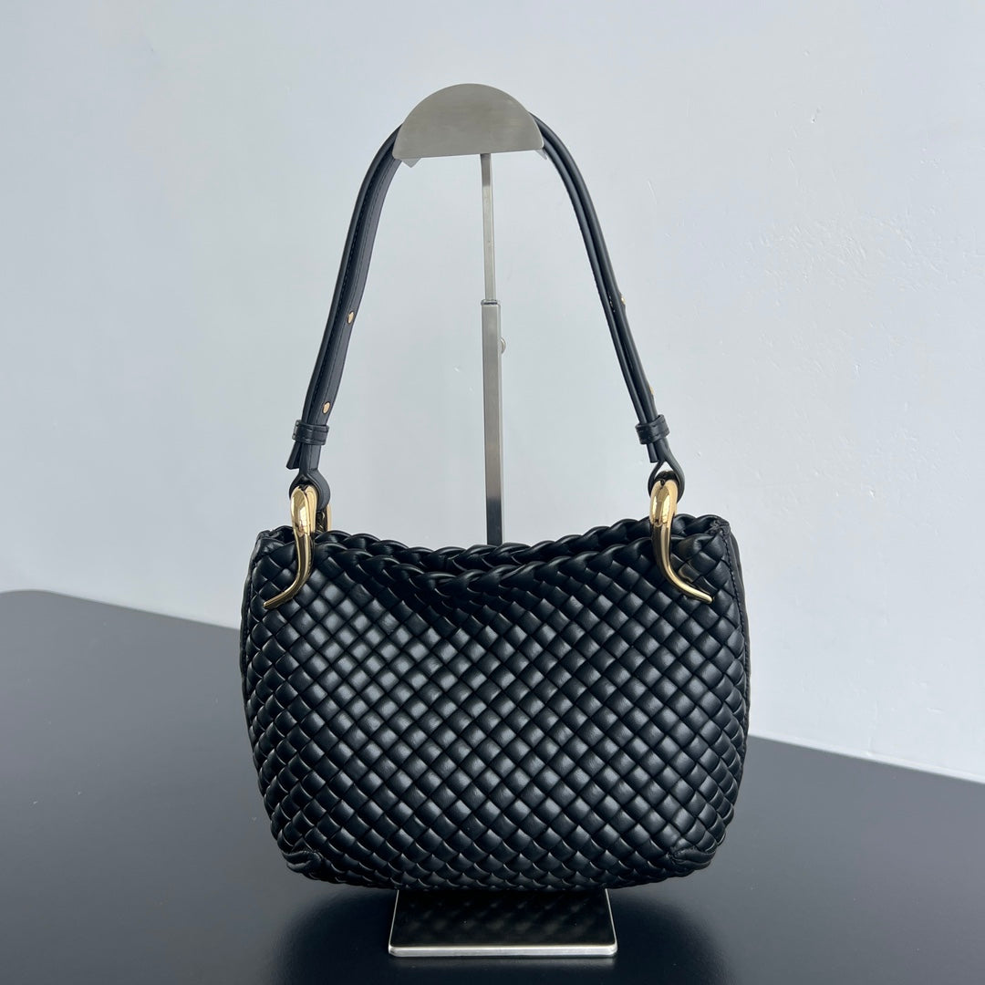 Bottega Veneta  clicker Metallic Finish Intreccio Woven Magnetic Clasp Tote Shoulder Bag Women's Luxury Elegant Bags 730968V01D12250 Ngvp #1985