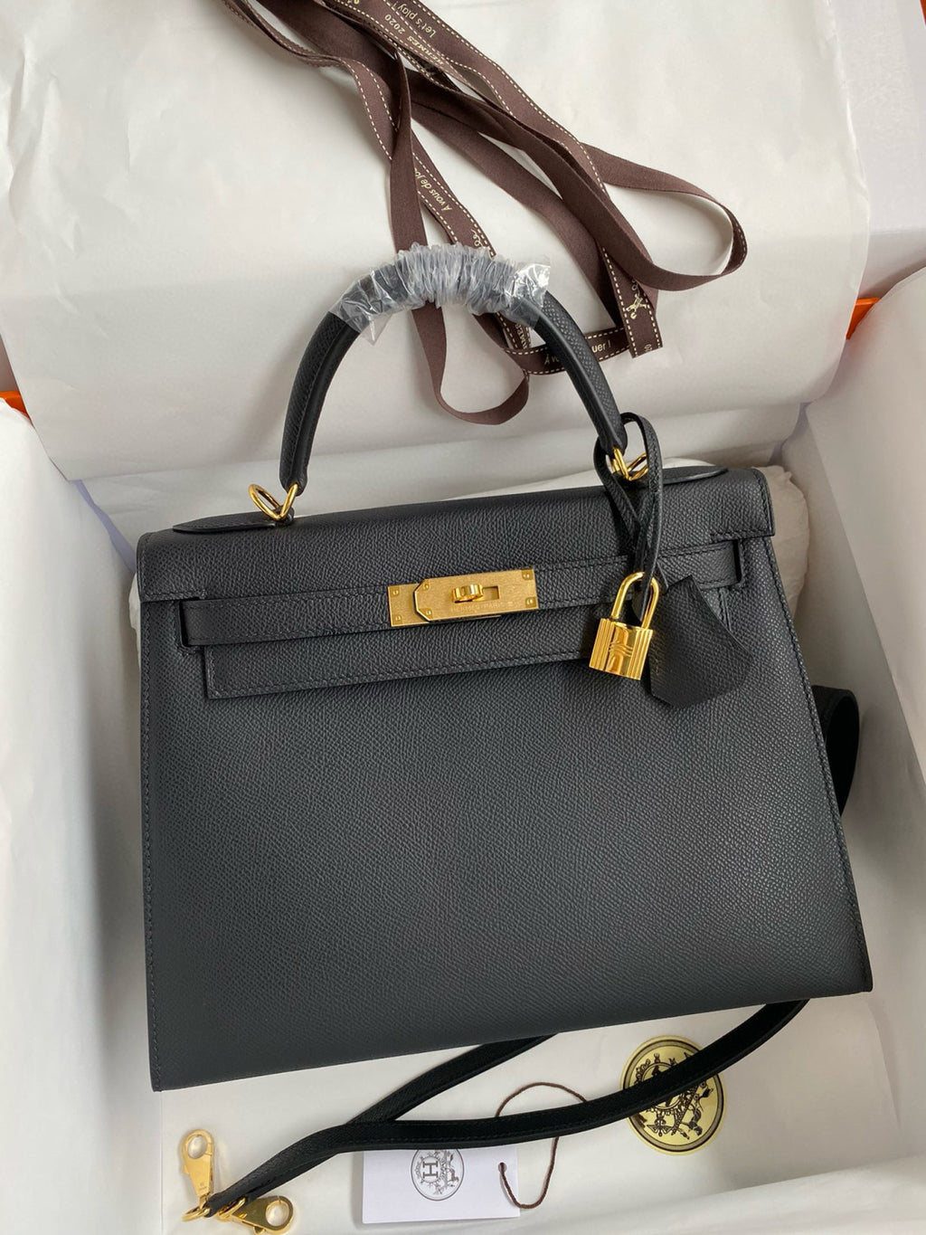 Hermes Kelly 25cm/28cm/32cm Epsom Original Leather Top-Grade Leather Handbag Bag Handcrafted Leather Bag From The Original Factory's Premium Custom Collection #194844