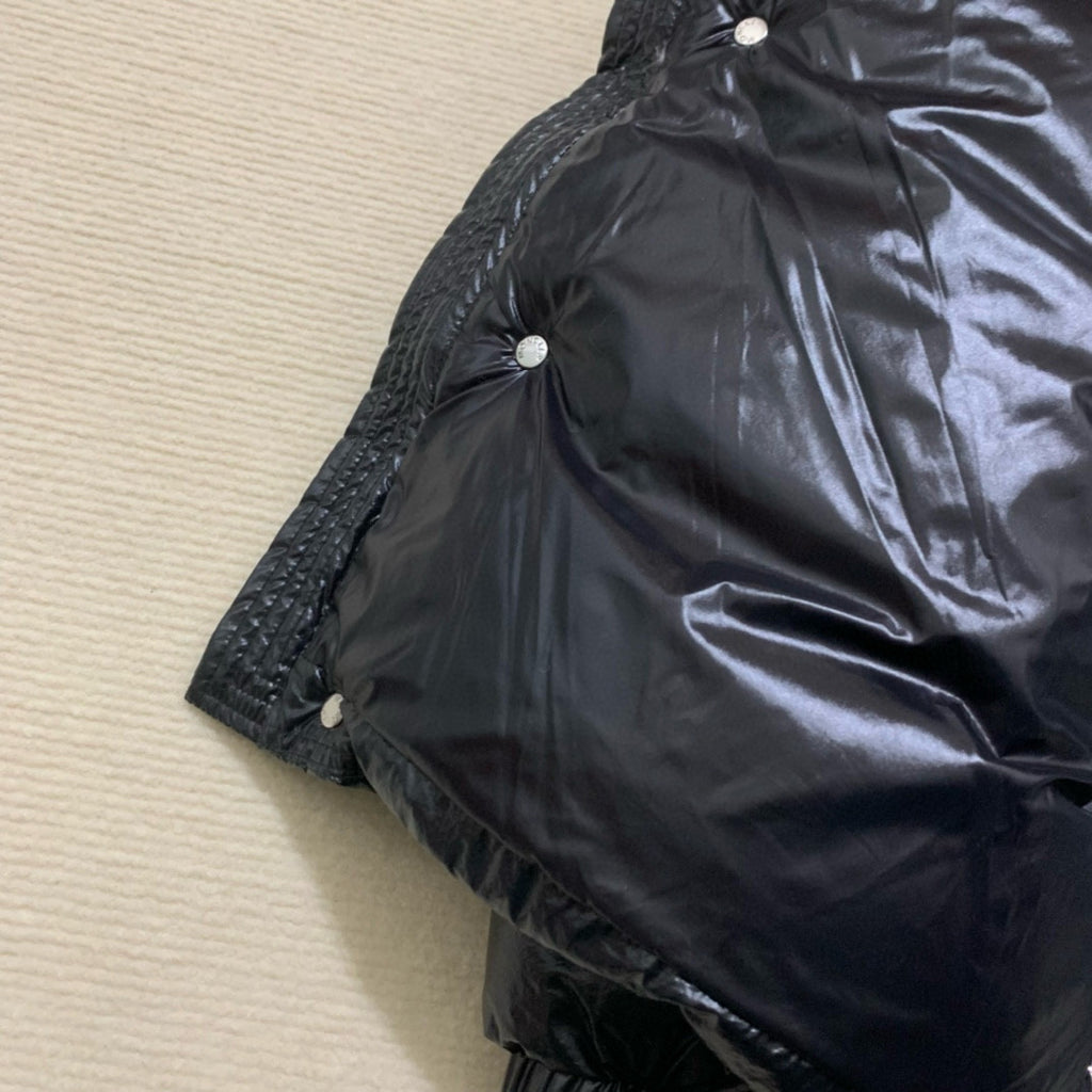 Moncler Men's Winter Warm Black Embroidered Logo Short Long Sleeve Hooded Puffer Down Jacket #71645