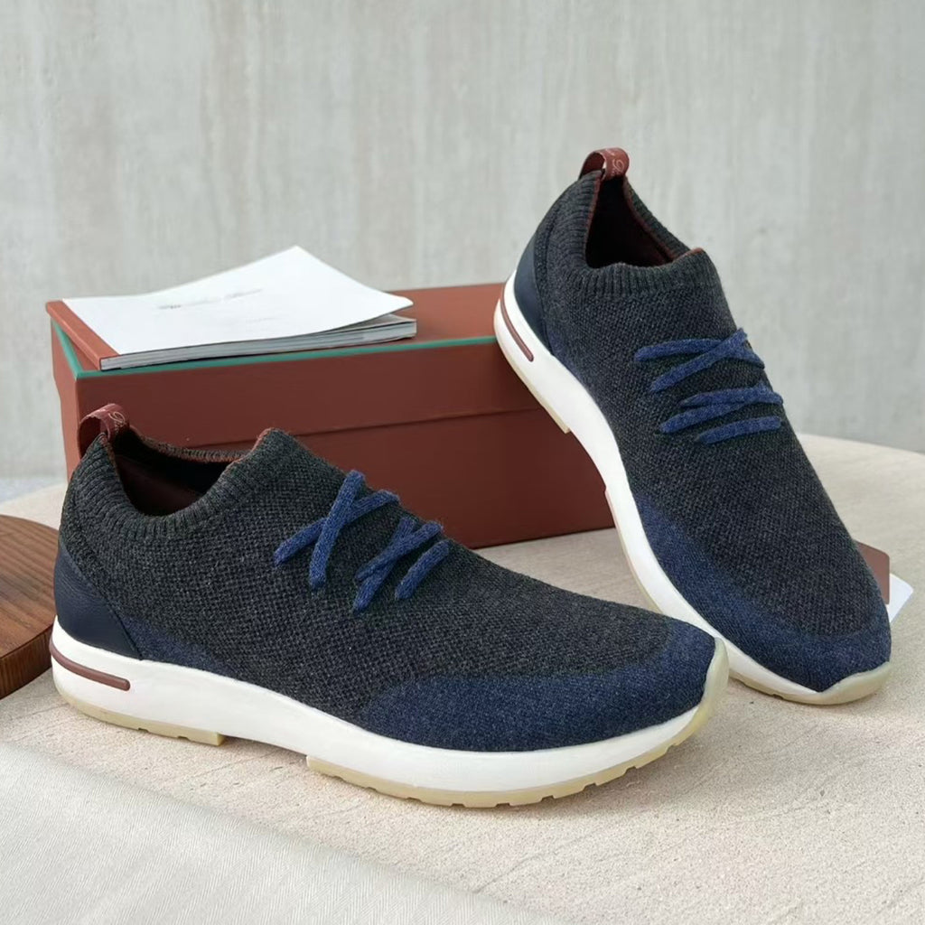 Loro Piana 360 Lp Flexy Walk Men's Autumn/winter Sports Shoes Two-tone Fashion Luxury Knit Comfortable Casual Footwear Ngvp #2435