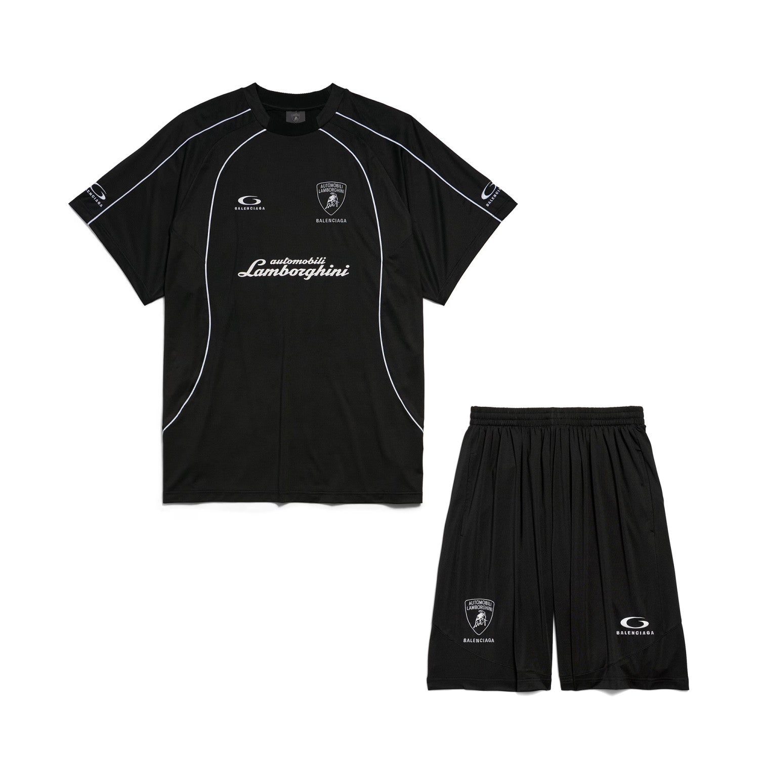 Balenciaga I Automobili Lamborghini Oversized Soccer Men's Summer Short Sleeved T-shirt In Black Mesh Jersey Casual Shorts Set Suit #77457