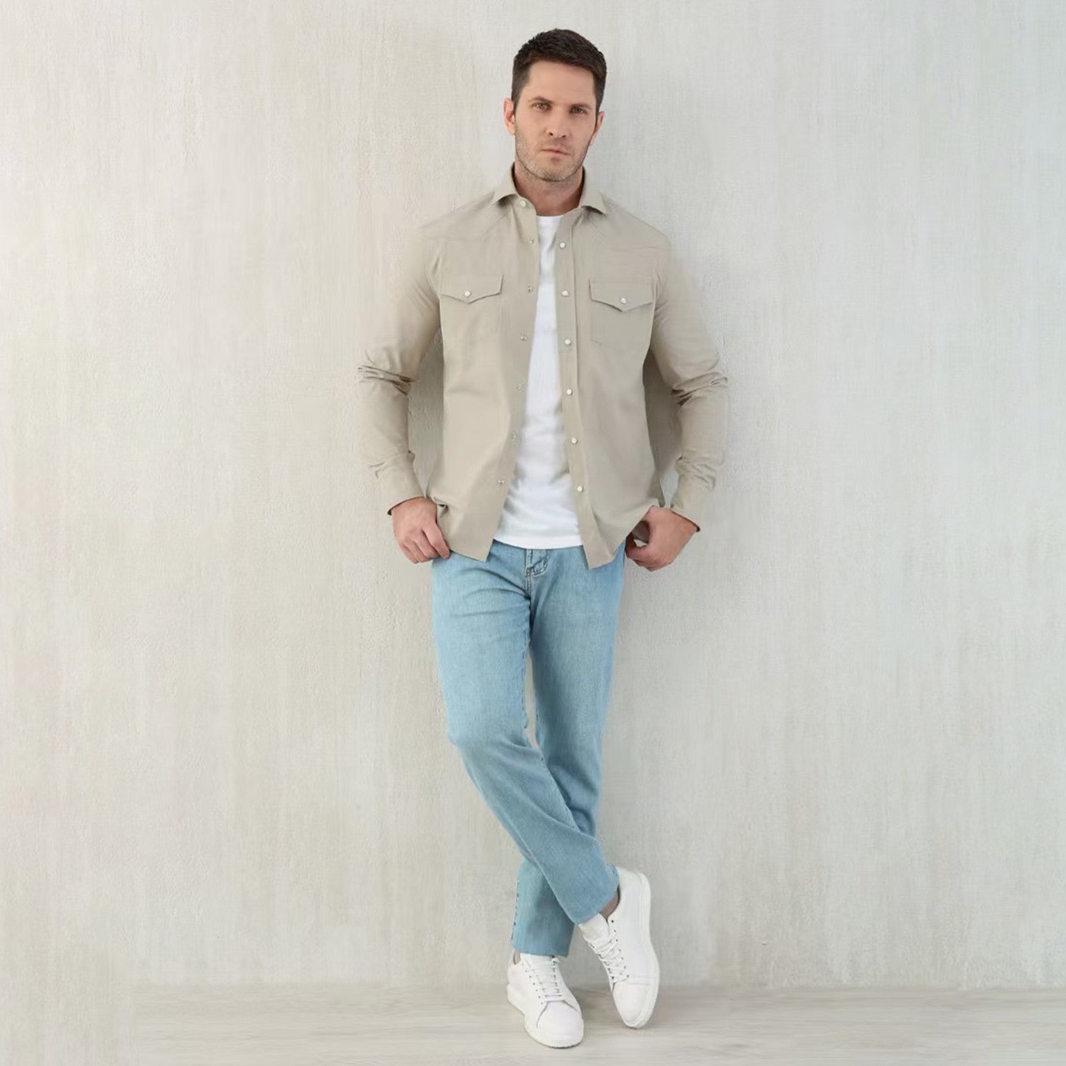 Brunello Cucinelli Men's Spring And Autumn Lapel Single-Breasted Solid Colour Shirt Fashion Casual Long-Sleeved Shirt Jacket Ngvp #1471