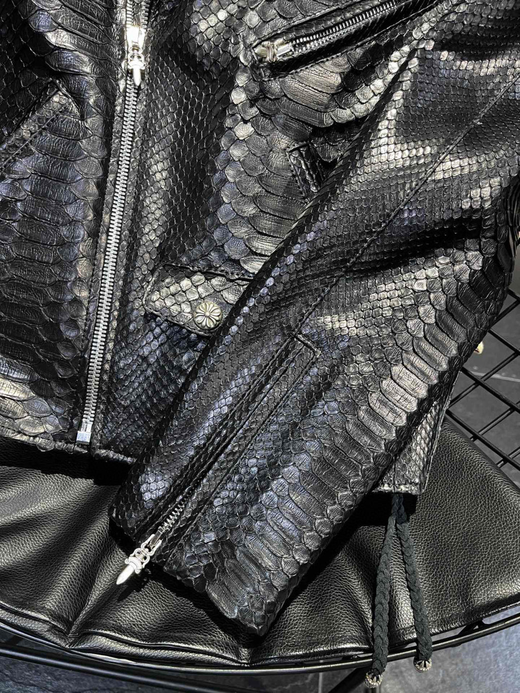 Chrome Hearts Scale Biker Leather Jacket #96638