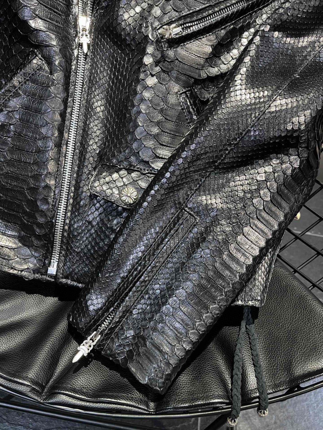 Chrome Hearts Scale Biker Leather Jacket #96638