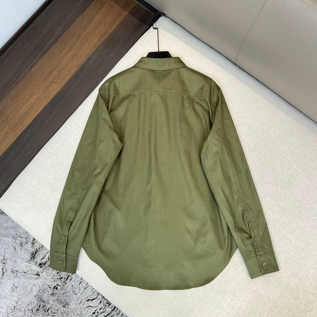 Loewe Men's Spring and Autumn Solid Color Single Breasted Lapel Long Sleeve Shirt #99552