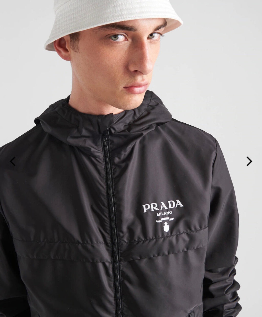 Prada Men's Spring and Summer Fashion Solid Color Zipper Long Sleeve Hooded Jacket #73389